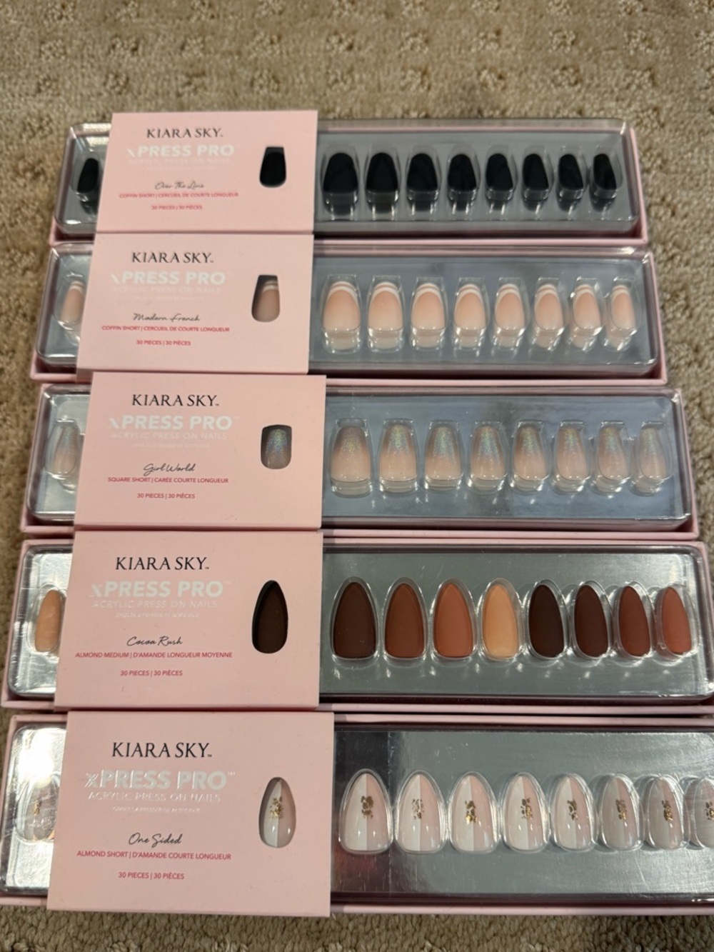 Kiara X-Press Pro Assorted Neutral Press-On Nail Set - Mixed Browns & Nude